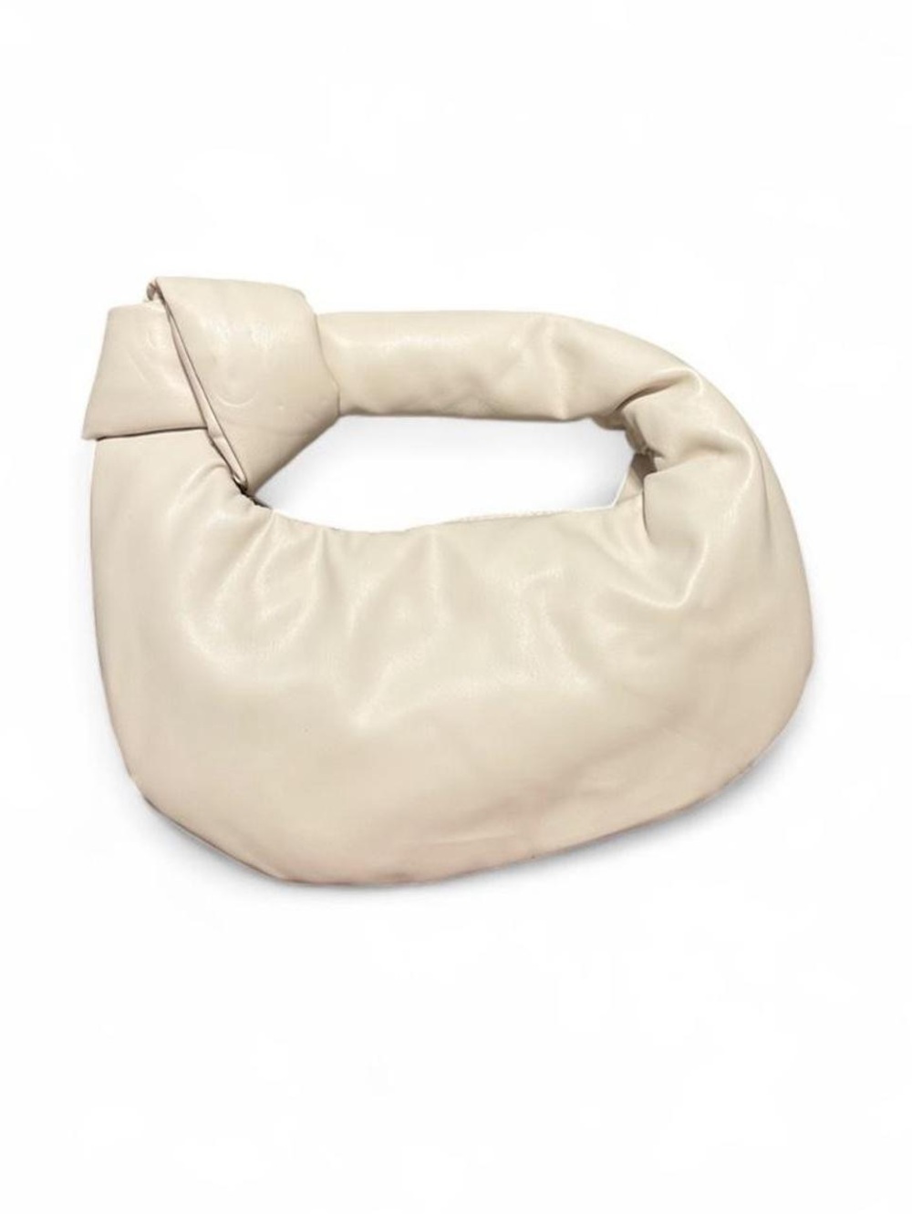Melie Bianco Alexandra Bag Hobo Handbag Cream Vegan Faux Leather Knot Zipper